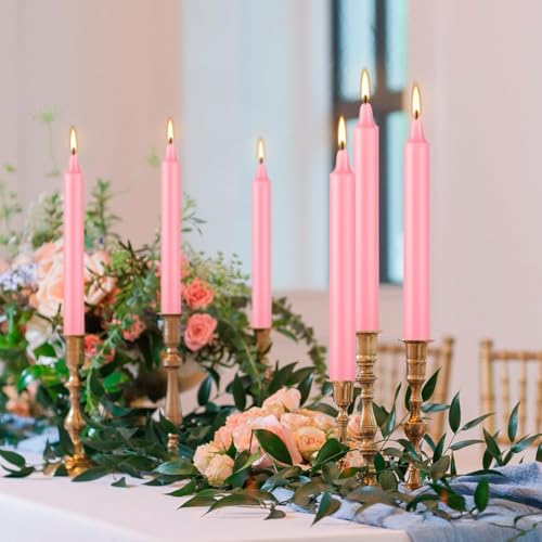 YOROXRG 40 Pack Candles Mini Unscented Taper Candles for Valentine's Day,Christmas,Household, Wedding, Rituals, Prayer, Birthdays,Party and Home Décor Candlesticks - 4 Inch Tall(Pink) - color: Pink-4" 40