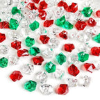 HappyFiller 14OZ Fake Ice Rocks Cubes Acrylic Gems Stones,Table Scatters, Photography Props Vase Fillers,Wedding,Crafts,Home Centerpieces,Candle Holder,Red,Green,Clear Mix - color: Red/Green/Clear, size: 14 OZ
