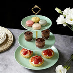 Lucky Will Green Tiered Dessert Serving Tray for Kid's Party Supplies Favors 3 Tier Cupcake Cake Stand for Birthday Tea Afternoon Halloween Christmas Candy Bar - color: Light Green