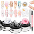3d Gel Nail Art Sculpture Non Stick Hand Molding Gel for Nails Multifunctional Solid Builder Gels for Extension Carving Sculpting Beauty Charms for Beignner and Salon DIY - color: Clear&Pink&Pearl White