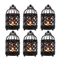 JHY DESIGN 6 Pcs 5.5 inch Height Small Metal Candle Stick Holder Hanging Birdcage Tealight Lantern Hollow Candle Holders for Table Valentine Patio Indoor Outdoor Gifts(Black) - color: Black