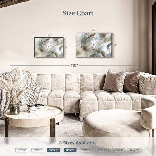 ElephantStock Allegro Wall Art - Horizontal Framed Canvas - 1-Piece Living Room Wall Decor - Painting Abstract Canvas Print - Gray and Brown Decor for Wall by Nan - 31" X 21" - color: Allegro Wall Art Canvas Floating Frame Single Piece, size: 30"L x 20"W