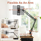 Floor Kindle Phone Tablet Stand with Drawer & Storage Shelves, Angle Height Adjustable Tablet Kindle Cell Phone Holder For Bed with Rotating Wheels, Compatible With 4.7"-13" Tablet iPone iPad Air Pro - size: 11.4"D x 15.4"W x 57.6"H