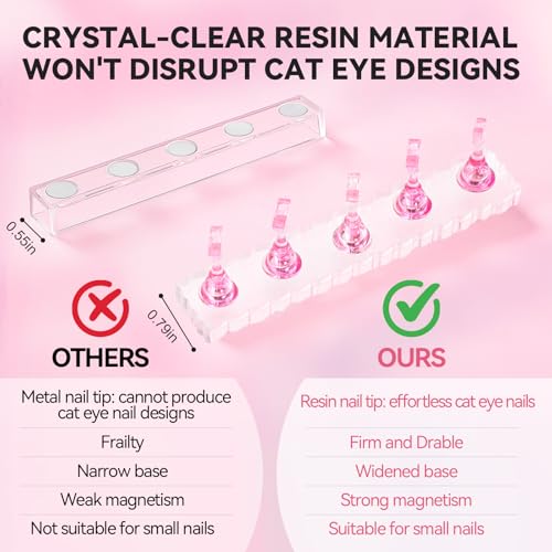 Nail Stand For Press On Acrylic Strong Magnetic Nail Holder Kit For Painting Nails Tip Arts Display With 200PCS Double-Sided Tape And 1 Heart Shaped Acrylic Magnetic Presson Stand (Clear And Pink, Medium) - color: Clear And Pink, size: Medium
