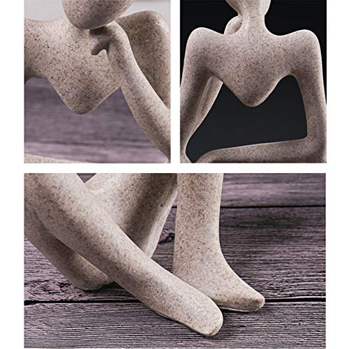 Asng Sandstone Resin Thinker Style Abstract Sculpture Statue Collectible Figurines Home Office Bookshelf Desktop Decor (Sandstone, Left,Large) - color: Sandstone-left, size: Large