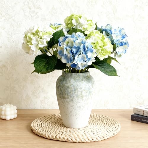6” Tall Ceramic Vase for Home Decor, Heavyweight Speckled Ceramic Flower Vase for Farmhouse Centerpieces, Modern Table Mantel Shelf Decor, Perfect for Fresh or Artificial Flowers (Green) - color: Green