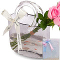 Thickened Glass Purse Vase for Flowers Gift Set-(Handmade 5mm Crystal-Unique Cute Clear Bag Vase with Reinforced Gift Box, Premium Table Centerpiece for Wedding/Mothers Day (Light Grey) - color: Light Grey