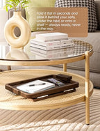HOLANA 15.75" Acacia Couch Armrest Table - Wood Couch Arm Tray with Phone Holder – Sofa Side Table, Armchair Caddy, Sofa Arm Table for Home Sofa Living Room (Walnut) - color: Walnut, size: 15.8" x 11" x 2"