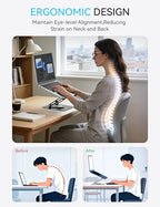 SOUNDANCE 360 Rotating Laptop Stand, Ergonomic Computer Riser for Desk, Adjustable Height Multi-Angle Metal Holder, Foldable Portable Notebook Elevating Base for Office & Home, Black - color: Black