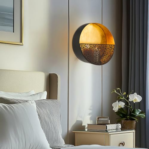 Luxury Metal Wall Candle Sconces – Large Handcrafted Wall-Mounted Tealight Candle Holders with Gold Leaf Interior – Modern & Rustic Home Décor for Living Room, Hallway – 11.8" Black Single Piece - color: Black - Cut Outs, size: Large