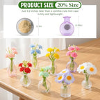 8PCS Mini Glass Vase Refrigerator Magnets with Artificial Flowers, Cute Tiny Flower Fridge Magnets for Refrigerator Office and Kitchen Cabinet Decoration