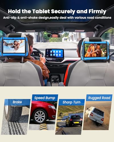 WONNIE Car Headrest Mount Holder for Tablets, Tablet Holder for Car Back Seat, Tablet Stand for Kids Fits for 7-12.9'' Devices, 4 Pack - size: 4 Pack- fits 7-12.9" tablet