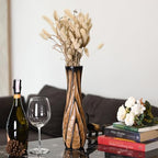 AeraVida Beautifully Hand Carved Etched Dark Brown Mango Tree Wood Vase | 14 inch | Classic Flower Vase