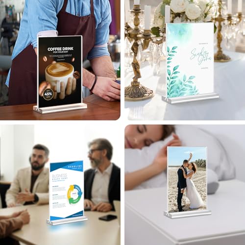 Acrylic Sign Holder 4x6, 21 Pack Clear Table Menu Vertical Double Sided Display, Plastic Menu Stand Paper Holder Suitable for Restaurants Office Store Show Fair - color: Vertical 21 Pack 4x6
