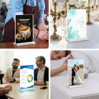 Acrylic Sign Holder 4x6, 21 Pack Clear Table Menu Vertical Double Sided Display, Plastic Menu Stand Paper Holder Suitable for Restaurants Office Store Show Fair - color: Vertical 21 Pack 4x6
