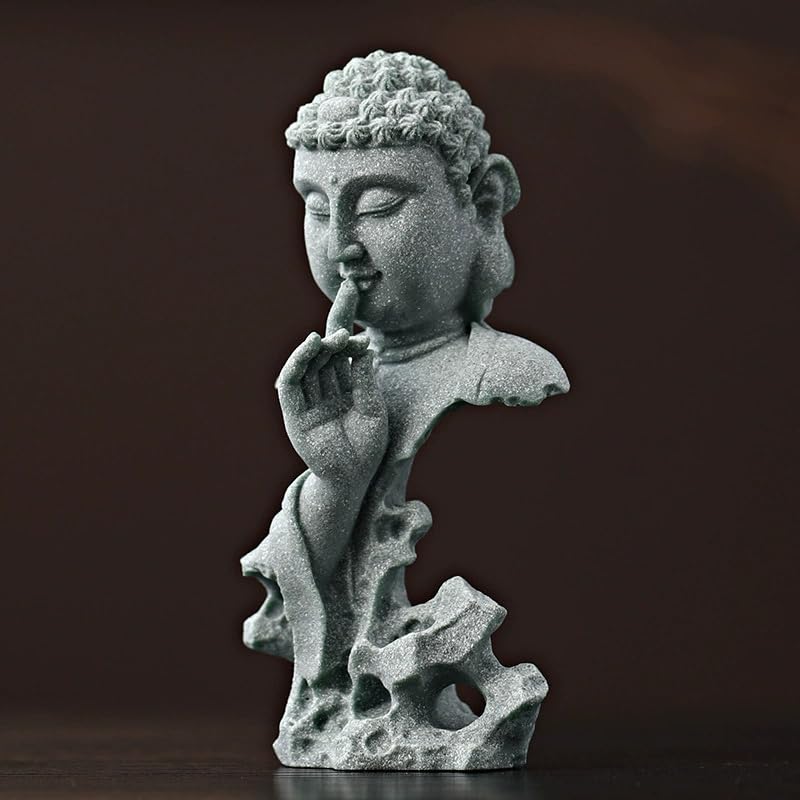 livelyfish Meditating Buddha Statue Zen Garden Statues Sandstone Thinker Buddha Sculpture Figurine for Fish Tank Aquarium Home Decorations, Gift (Fs) - size: Fs