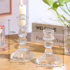 DARJEN 6Pcs Clear Candlestick Holders Set - 4" H & 5" H Striped Taper Candle Holders Bulk, Glass Candle Holders for Wedding, Festival, Party, Table Centerpiece, Gifts - color: Clear, size: Striped Pattern