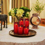 Homemory Christmas Red Flickering Flameless Candles, Battery Operated Acrylic LED Pillar Candles with Remote Control and Timer, Set of 5 - color: Red