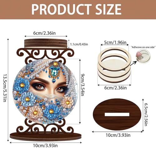 ARTopet DIY Diamond Art Painting Candlestick Holders Wooden Desk Candle Holder Ornament Double Sided Diamond Tabletop Ornaments for Home Decor-Women - color: Women