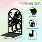 Peacoblue Metal Bookends for Shelves, Modern Decorative Heavy Duty Study Book Support Stoppers for Office, Desk, Shelf, Room 5.3"x4.3"x7.9" Cast Iron Simple Tall Bookends, 1 Pair (Octopus) - style: Octopus