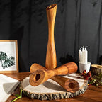 OLEEK Wooden Taper Candle Holders - Woods Taper Candle Holders for Table Centerpiece - Wood Candlestick Holders (9", 8", 6") Wooden Candlestick Holder for 7/8" candlesticks - Candlestick Holders Wood - size: 12"+10"+8" H