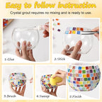 Remerry 2 Set Glass Mosaic Candle Holder Kit with Lights DIY Mosaic Arts and Crafts Gifts Decorative Handmade Flower Glass Vase Tealight Holder for Adults Home Lighting Decor