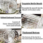 BLOFLO Embossed Glass Vase, 7'' Crystal Glass Vases, Pedestal Big Base Glass Bouquet Vase, Hydroponic Glass Transparent Vase for Home Office Wedding Dining Table Party (Ribbed Pattern) - color: Ribbed Pattern