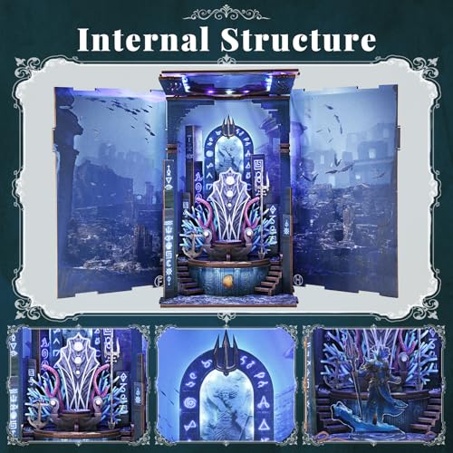 MiniCity Book Nook Kit - DIY Miniature House Dollhouse Kit for Adults and Teens, Booknook Tiny House Gifts for Family Friends (Throne of Aqua) - style: Throne of Aqua