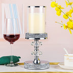 Pillar Candle Holders, Candle Holders for Pillar Candle, Crystal Candlesticks Holder for Home Decor, Wedding, Events, Coffee Dining Table CH048MD - size: Silver ( M )