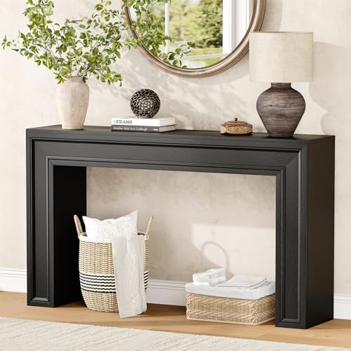 Rresyet 55 Inch Long Console Table, Sofa Table Behind Sofa, Entryway Table, Farmhouse Entryway Table for Entry, Hallway, Living Room (Black) - color: Black