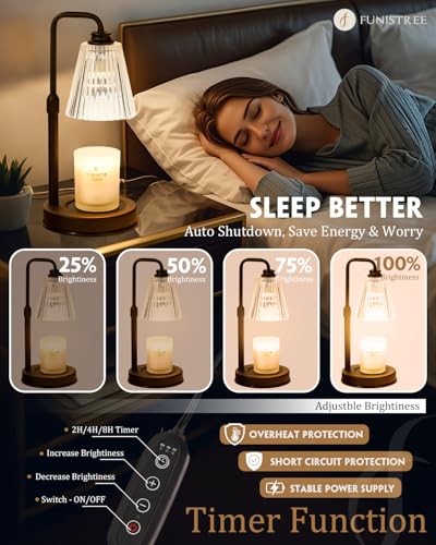 Candle Warmer Lamp with Timer Dimmable Crystal Vertical Stripe,Mothers Day Birthday Gifts for Women Mom, Adjustable Candle Warmer with 2 Bulbs, Black Candle Lamp for Jar Scented Candles, Home Decor - color: Crystal Stripe-black