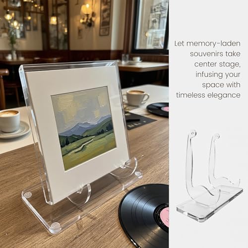 Acrylic Book Display Stand Clear Easel Stand, Plate Display Stands, Acrylic Book Easel for Displaying Books, Picture, Notebooks, Platter, Photo, Artworks (Clear 01, 8.7 x 8.2 x 4.9 inch)