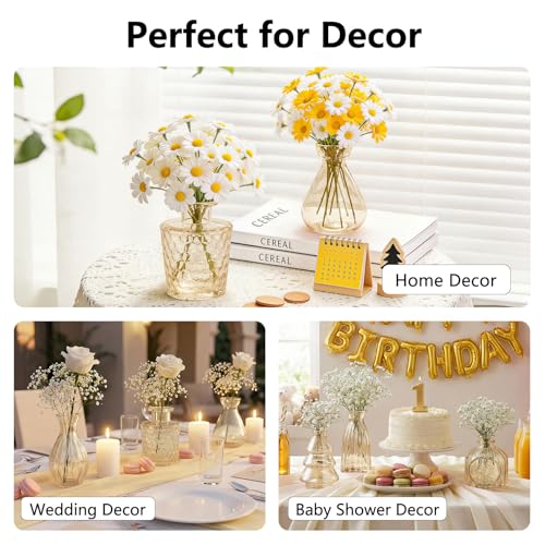RUCKACE Bud Vases in Bulk 22 Gold Glass Small Vases Flower Vase for Centerpiece Table Wedding Decorations Home Decor Party - style: Gold 22 Pack