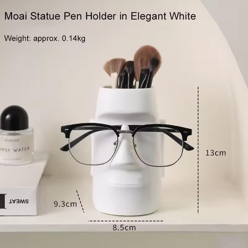 Multi-Functional Pen Holder, Statue Eyeglass Storage Box, Desk Organizer, Home/Office Decor With Pen Storage (White,12.8x8x7.6cm) - color: White,12.8x8x7.6cm