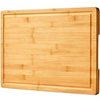 Allsum 36x24" Bamboo Cutting Board for Kitchen, Extra Large Wood Stove Top Cover, Noodle Board over Sink, Charcuterie Cheese Serving Tray with Side Handles and Juice Grooves - size: 36"L x 24"W