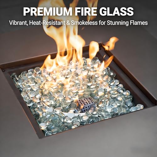 Mr. Fireglass 10 Pound Fire Glass Beads, 1/2" Reflective Round Fire Glass Drops for Fireplace Fire Pit & Lanscaping, High Luster Crystal Ice - color: Crystal Ice, size: 1/2 inch, 10 Pounds