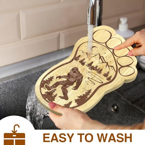 Sasquatch Charcuterie Board, 12.6" X 7.6" Unique Bigfoot Gifts, Footprint Cheese Board & Serving Tray For Anniversary Birthday Party Christmas Wedding Gifts, Mom, Big Foot Party Decor