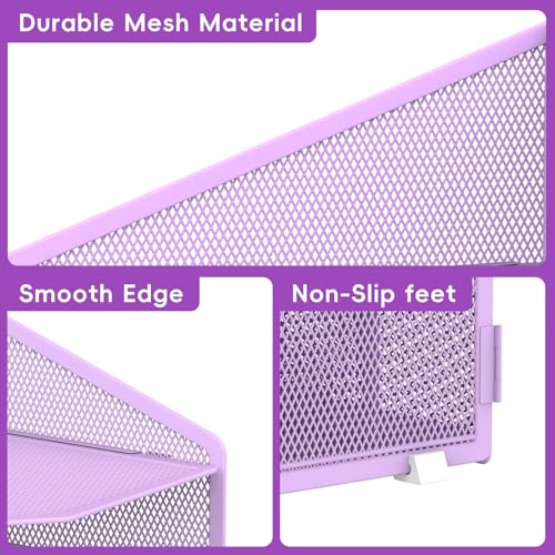 Desk File Organizer, Paper Organizer with 4 Letter Trays and 2 Vertical Upright Sections, Desk Organizers and Accessories for Office, School, Home (Purple) - color: Purple