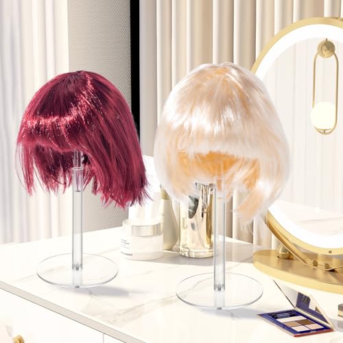 JUESHA Clear Acrylic Hat Display Stand Height Adjustable, Countertop Hat Holder for Baseball Caps Cowboy, Wig Head Counter Stand for Closet (PATENT PENDING) - size: Standard