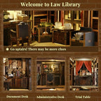 MiniCity DIY Book Nook Kit, Miniature Dollhouse Booknook Kit, 3D Wooden Puzzle Bookend Bookshelf Insert Decor with LED Light for Teens and Adults (Law Library) - style: Law Library