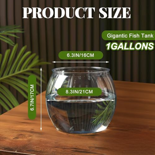 Geelin 1 Gallon Plastic Fish Tank Large Bowl Shatterproof with Crystal Clear Clarity for Terrarium, Flower Vase Centerpiece Gift for Fish Lovers (Round) - size: 1 Gallon, style: Round