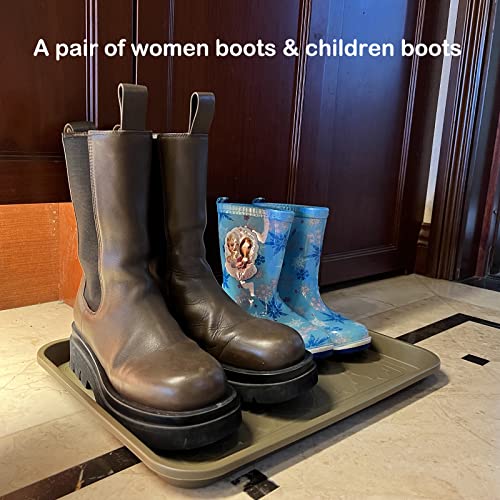 WATANIYA PET Boot Tray for Entryway Indoor, Heavy Duty Shoe Mat Tray 2 Packs, 16.7"x12.8" Waterproof Mat with Raised Edge, Outdoor Multi-Purpose for Boots, Shoes, Garden - color: Olivegreen, size: (2Pack) 16.7''x 12.8''