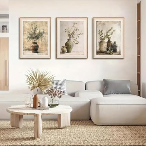 Vintage Vase Canvas Wall Art Prints Green Rustic Olive Branch Wall Decor Pictures Antique Still Life Plant Posters Paintings Artwork for Living Room Bedroom Kitchen Home Decoration 16x24in poster - color: poster, size: 24L" x 16W"