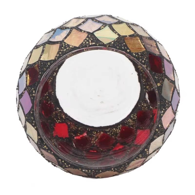 Mosaic Glass Tea Light Holder Scented Candle Holder Romantic Red for Home