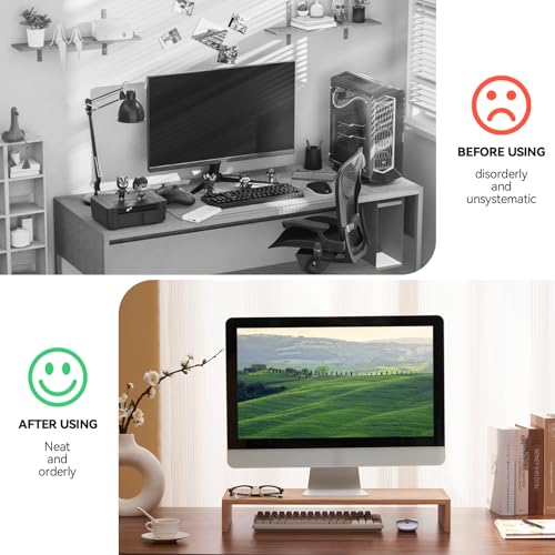 KIRIGEN Wooden Computer Stand - Monitor Arms, Laptop & TV Stand - Workspace Platform (59, Natural) - color: Natural, size: 59cm