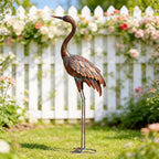 chisheen Outdoor Garden Crane Statues and Sculptures Metal Yard Art Statue for Garden Decoration Large Size - size: L-1PC
