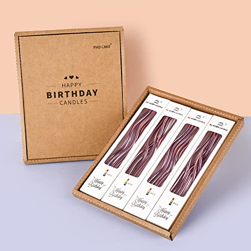 PHD CAKE 24-Count Rose Gold Spiral Long Thin Metallic Birthday Candles, Cake Candles, Birthday Parties, Wedding Decorations, Party Candles - color: Rose Gold