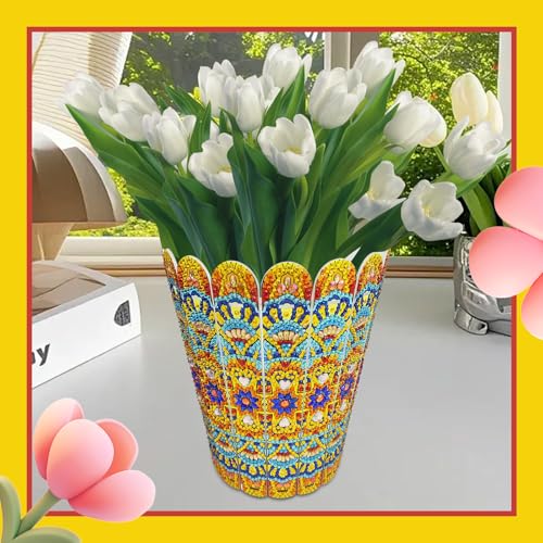 ILYUFO Diamond Art Kits for Adults, DIY Flowerpot Diamond Art, Diamond Painting Kit, Ideal Desktop Ornaments & Thoughtful Female Gifts (Wealth) - color: wealth