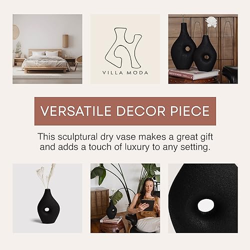 Silke Large Genie Decorative Modern Vase, Medium, Black