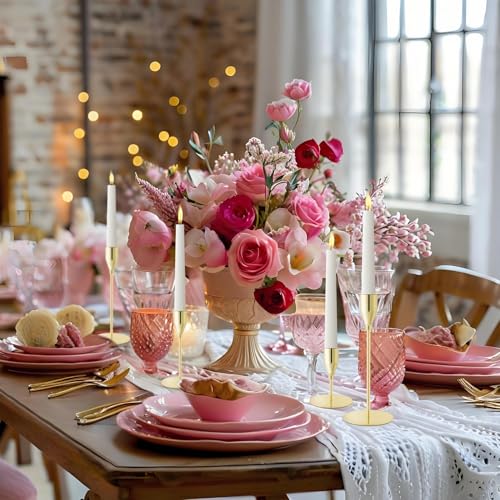 Gold Tall Taper Candle Holders Set of 6, Metal Staggered Candlestick Holders, Wedding Table Centerpiece,Mantel Decor, Elegant Home Dinner Party Housewarming Anniversary Festival Decorations - color: Gold, size: Set of 6